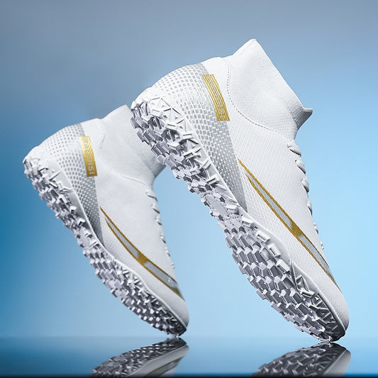 حذاء كرة قدم عالي الأداء 2025EkoTech - تصميم ديناميكي أبيض/أسود - TFStuds للملاعب العشبية