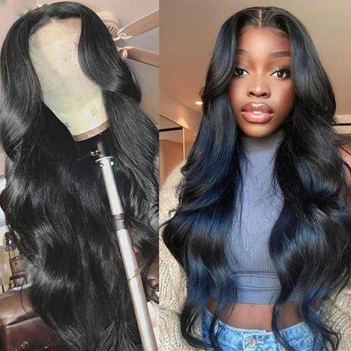 !!HOT!!Jet Black Wavy Synthetic Wigs - Heat Resistant Lace Front For African Ladies