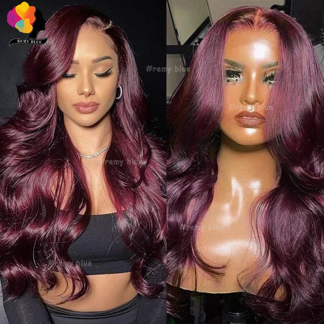 Burgundy 13X6 Lace Frontal Wigs Human Hair Body Wave Lace Front Wig Colored 99J Red Lace Front Human Hair Wigs for Black Women