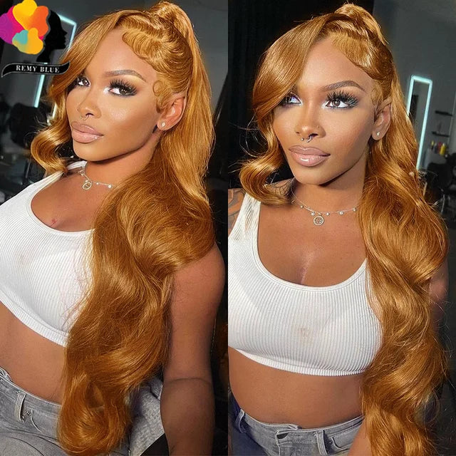 Ginger Blonde Colored 13x6 HD Lace Frontal Wigs Body Wave 13X4 Transparent Lace Front Human Hair Wigs for Black Women