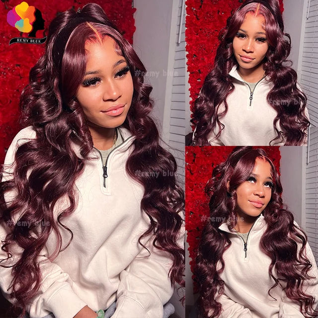 Burgundy 13X6 Lace Frontal Wigs Human Hair Body Wave Lace Front Wig Colored 99J Red Lace Front Human Hair Wigs for Black Women