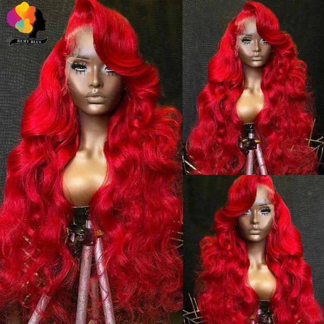 Red Lace Front Human Hair Wig Body Wave 13x6 Lace Frontal Wigs for Black Women Colored 99j Burgundy Human Hair Wigs Pre-Plucked