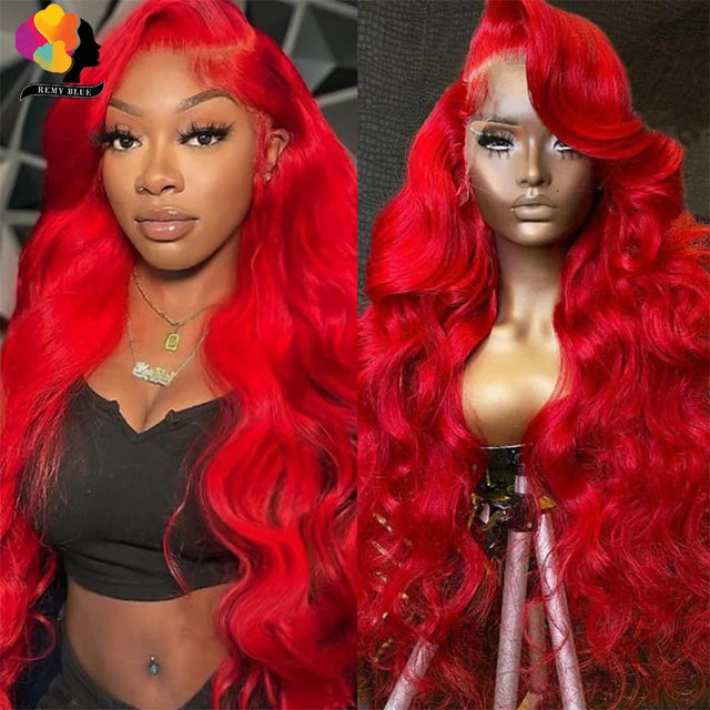Red Lace Front Human Hair Wig Body Wave 13x6 Lace Frontal Wigs for Black Women Colored 99j Burgundy Human Hair Wigs Pre-Plucked