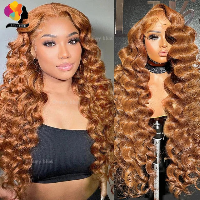 Ginger Blonde Colored 13x6 HD Lace Frontal Wigs Body Wave 13X4 Transparent Lace Front Human Hair Wigs for Black Women